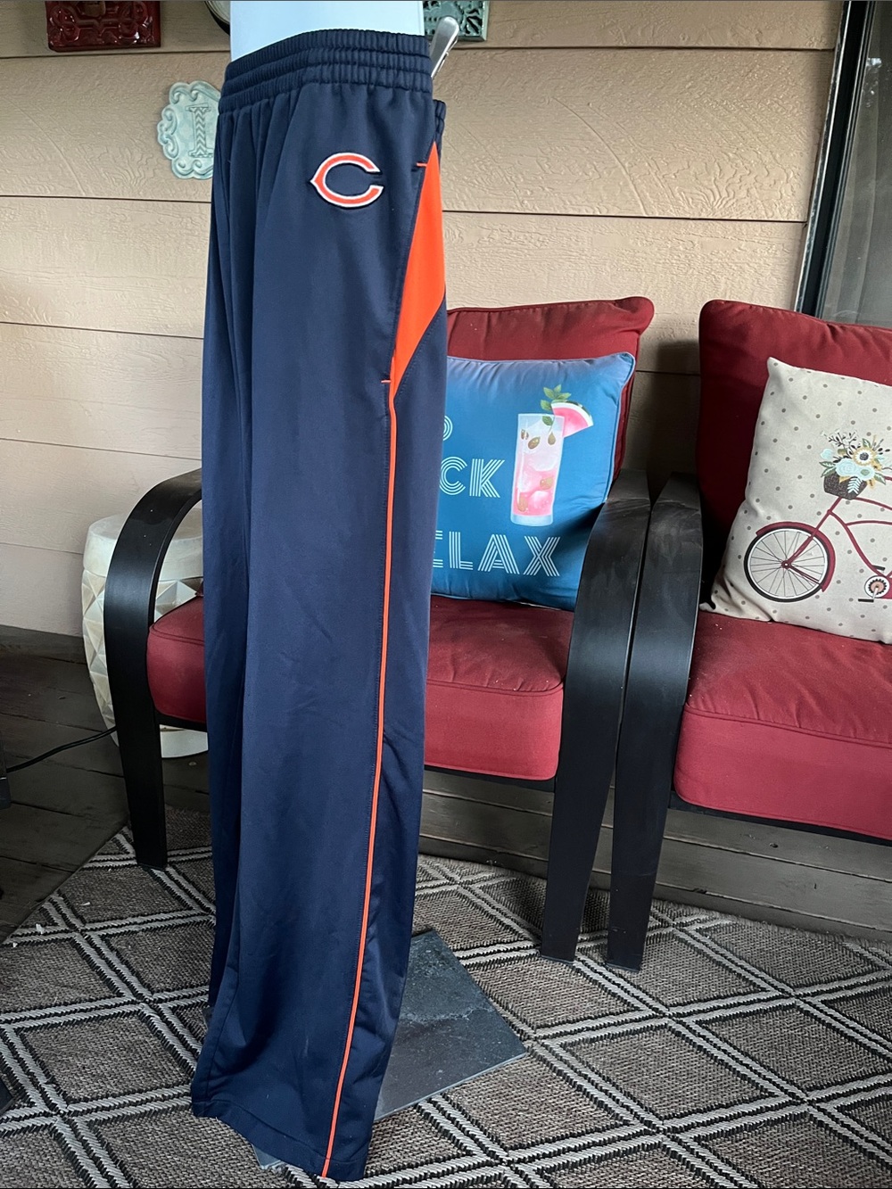 NFL Navy and Orange Men’s Chicago Bears Sweatpants Sz XL